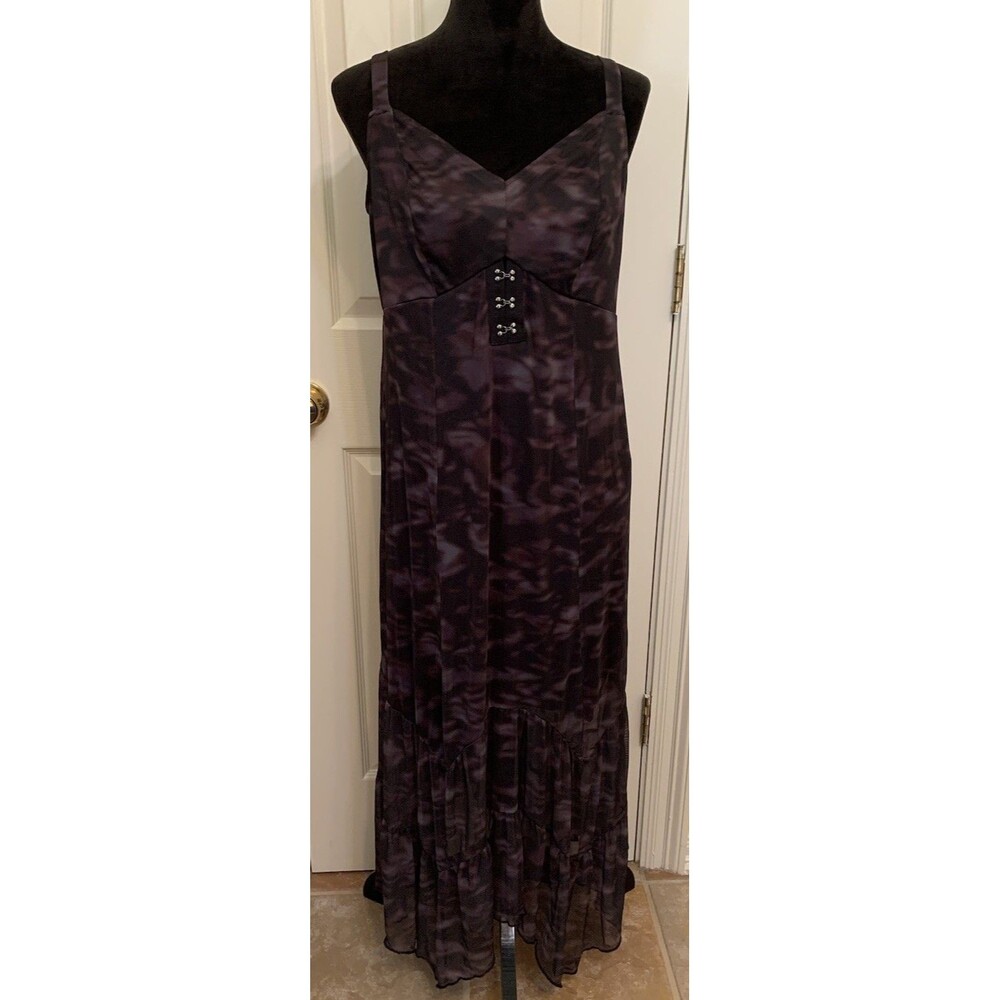 Torrid Nightfall Size 0 Womens Large Dress Tiered Mesh Maxi Whimsy Goth Witchy